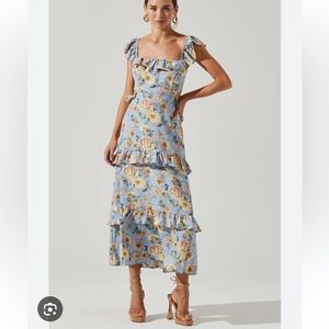 Lysette Floral Ruffle Cutout Maxi Dress - XS